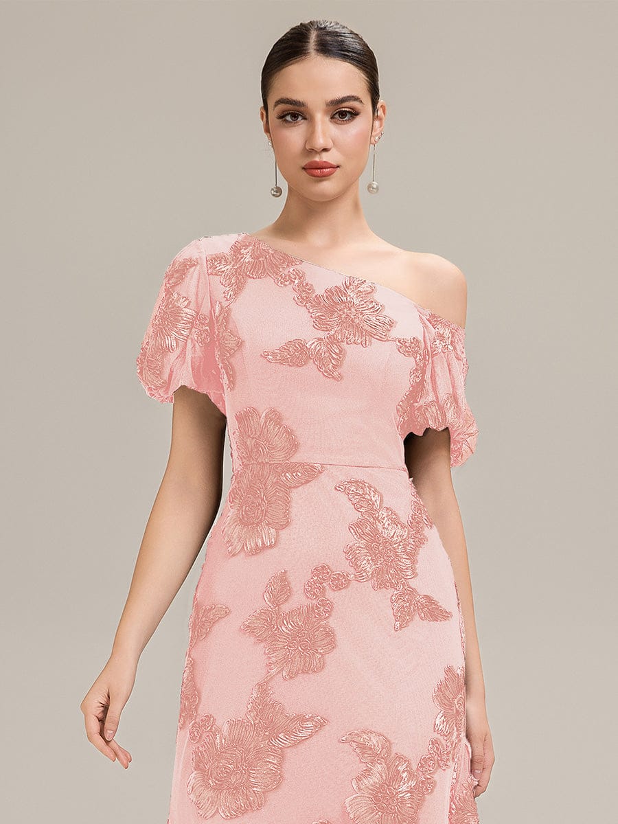 Mesh Embroidered Mermaid Evening Dress