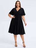 pretty TALIENNE|Plus Size Pleated Chiffon Wedding Guest Dress