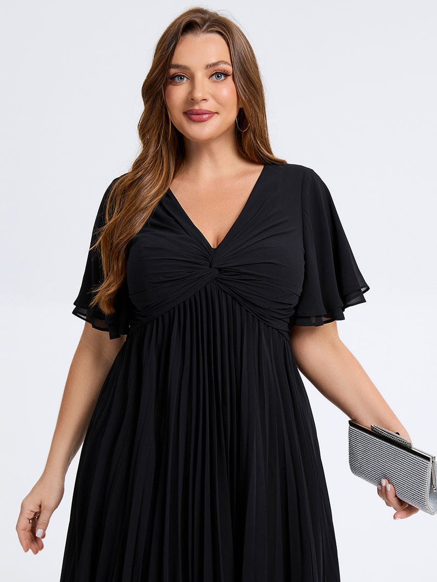 pretty TALIENNE|Plus Size Pleated Chiffon Wedding Guest Dress