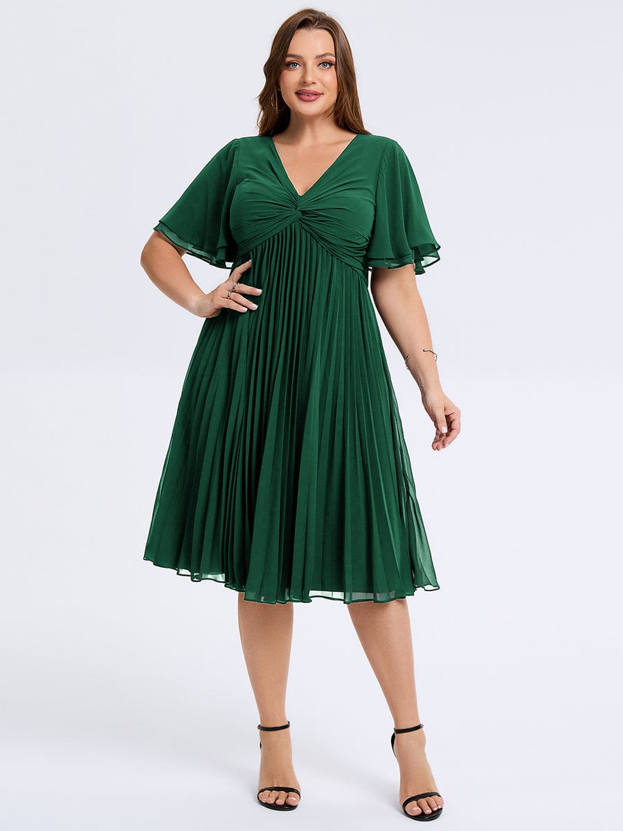 pretty TALIENNE|Plus Size Pleated Chiffon Wedding Guest Dress