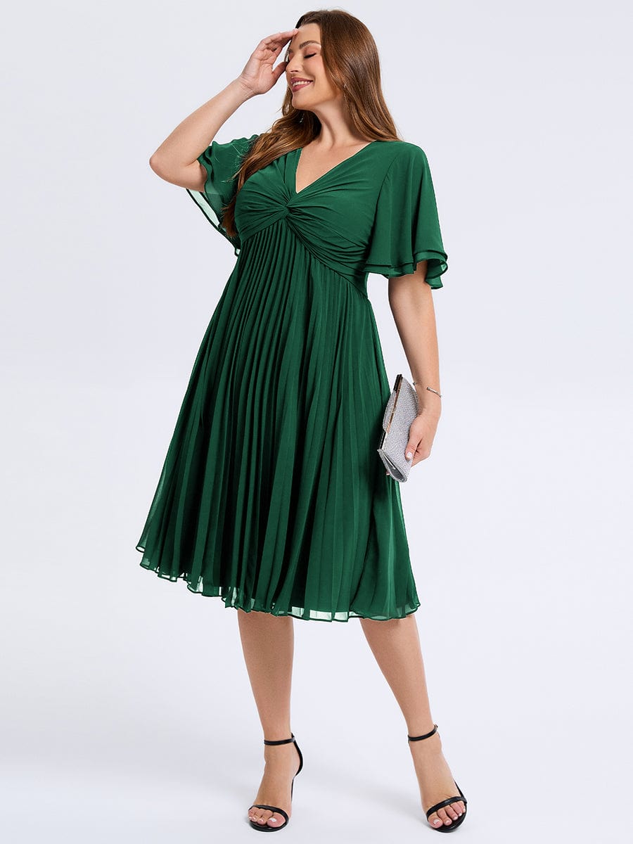 pretty TALIENNE|Plus Size Pleated Chiffon Wedding Guest Dress