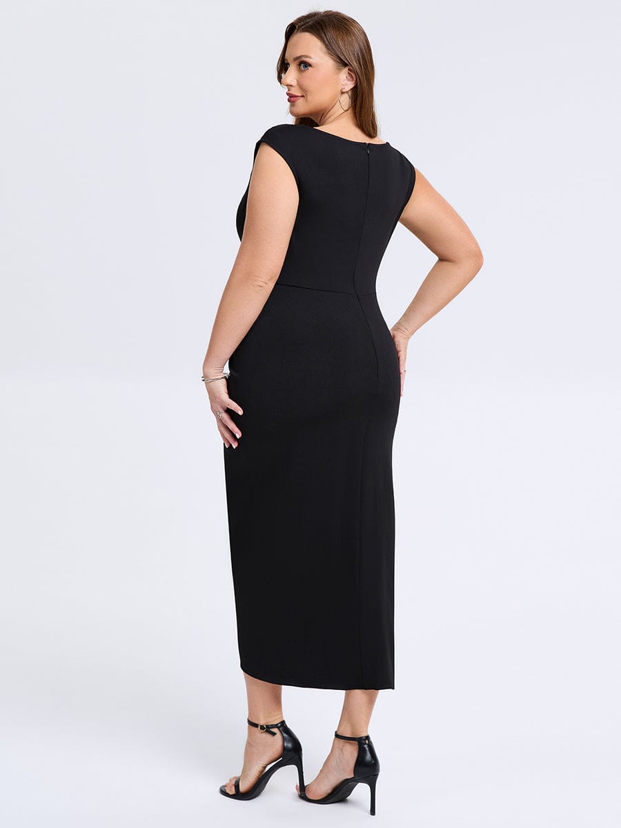 pretty DAPHARA|Plus Size Slit Bodycon Wedding Guest Dress