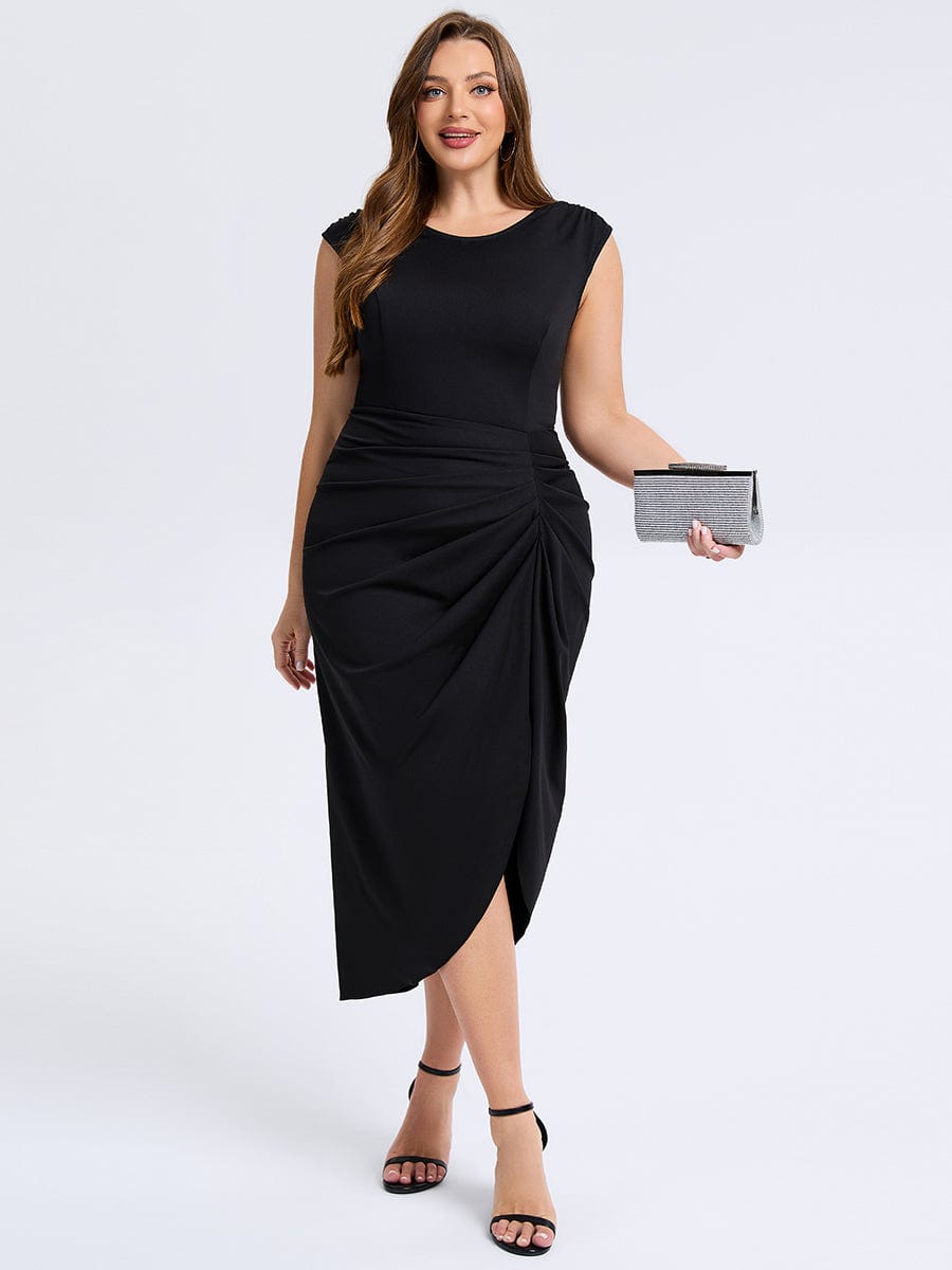 pretty DAPHARA|Plus Size Slit Bodycon Wedding Guest Dress