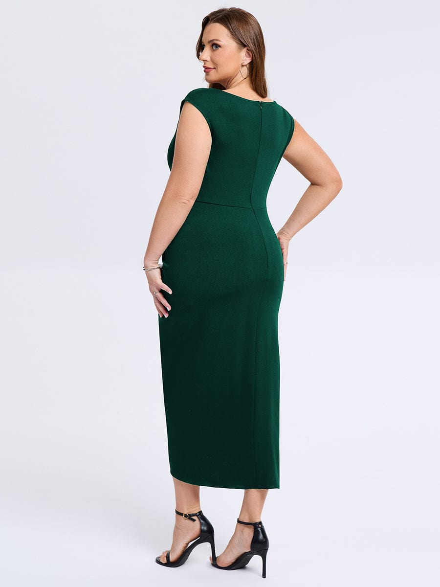 pretty DAPHARA|Plus Size Slit Bodycon Wedding Guest Dress