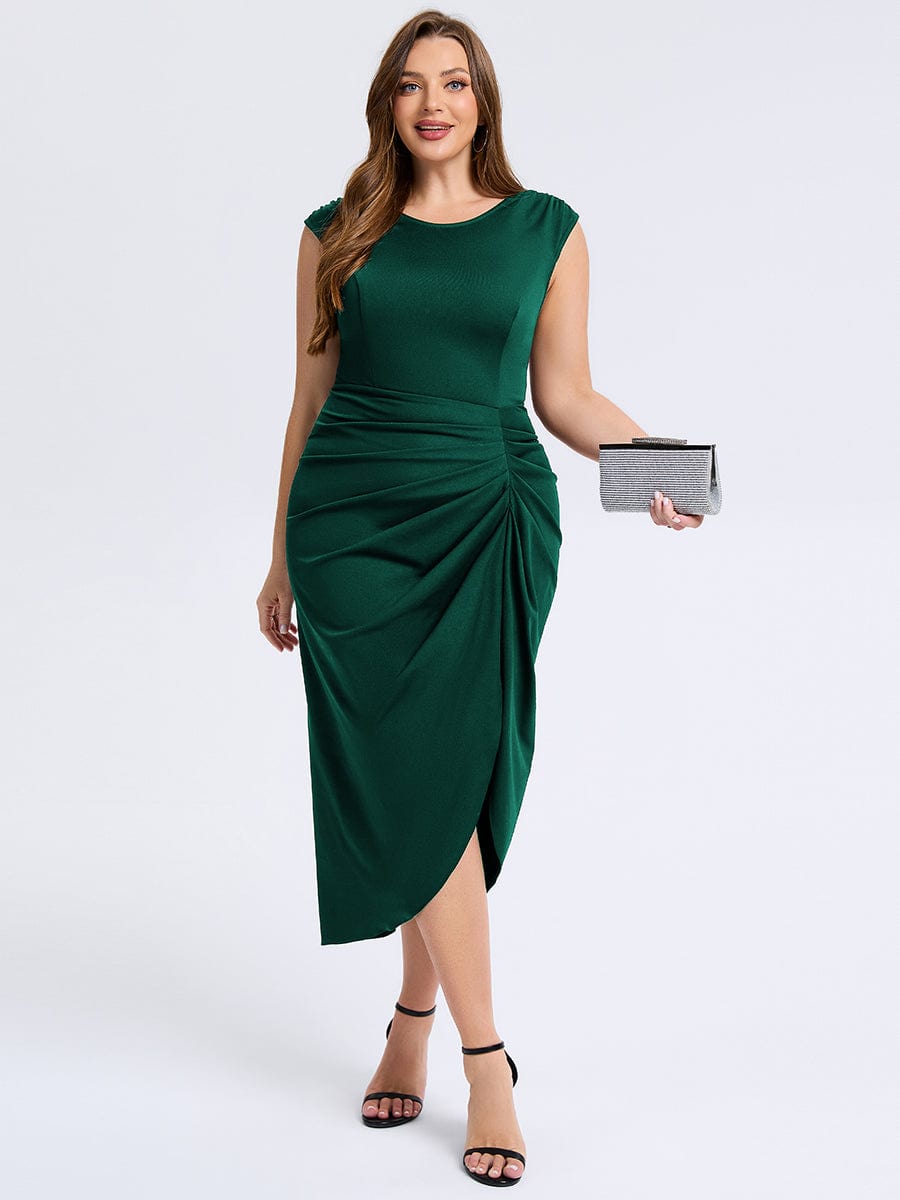 pretty DAPHARA|Plus Size Slit Bodycon Wedding Guest Dress