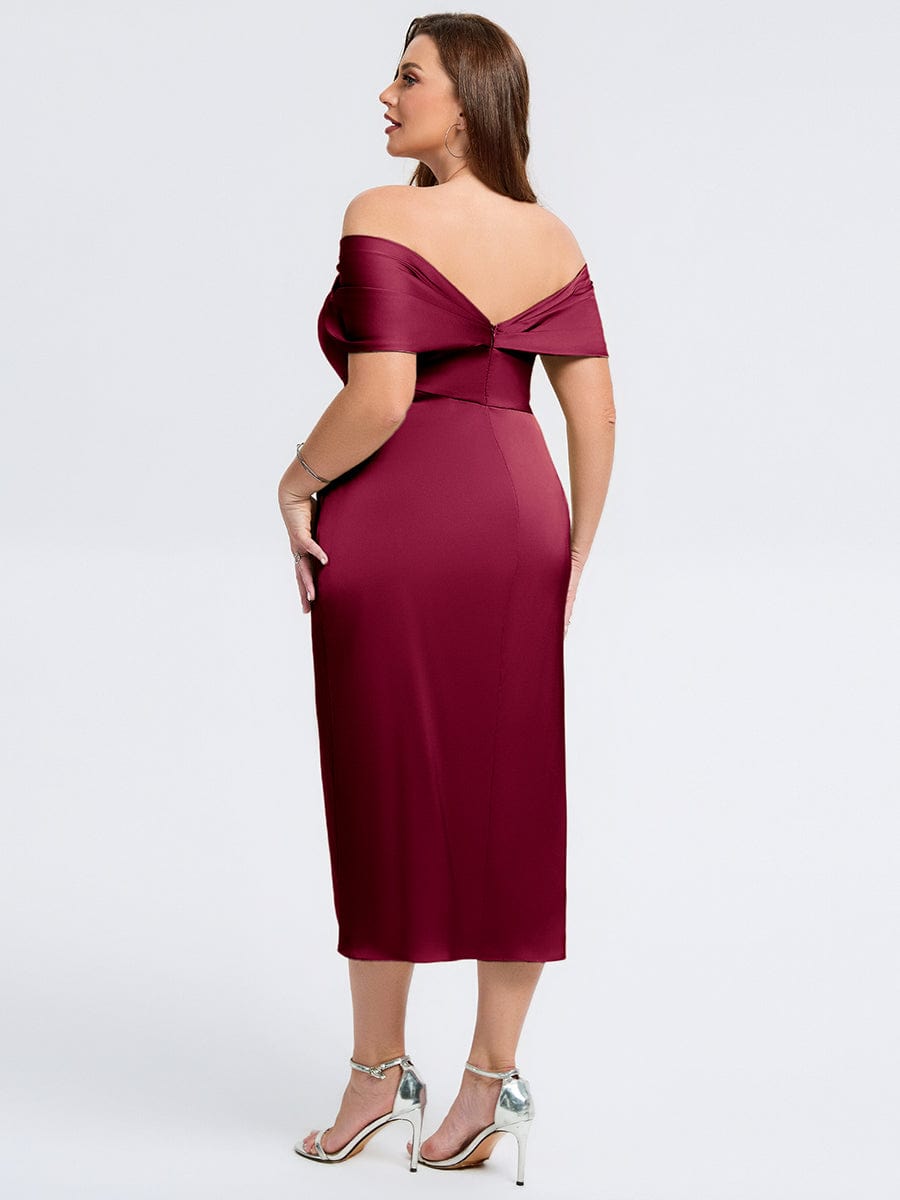 pretty DIANELLE|Plus Size Slit Satin Wedding Guest Dress