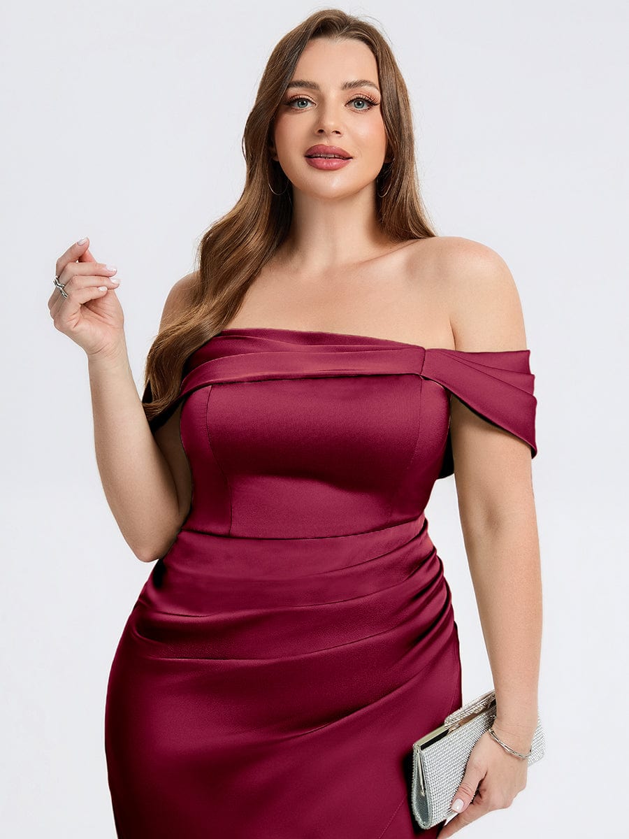 pretty DIANELLE|Plus Size Slit Satin Wedding Guest Dress