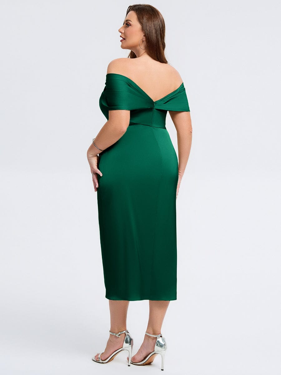 pretty DIANELLE|Plus Size Slit Satin Wedding Guest Dress