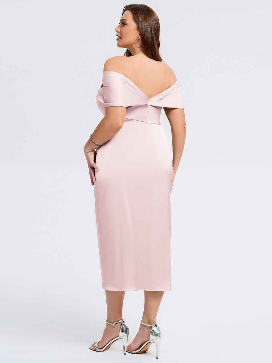 pretty DIANELLE|Plus Size Slit Satin Wedding Guest Dress