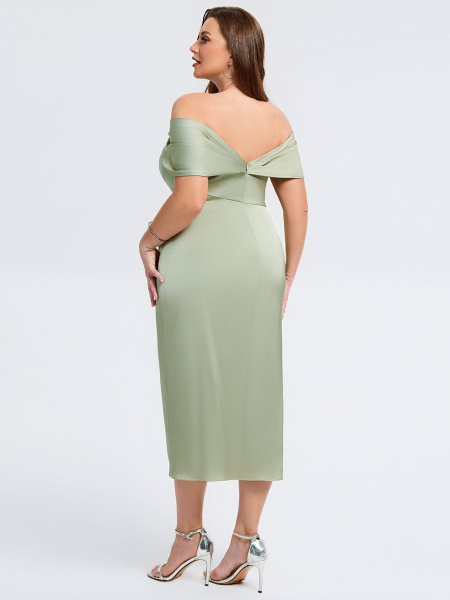 pretty DIANELLE|Plus Size Slit Satin Wedding Guest Dress