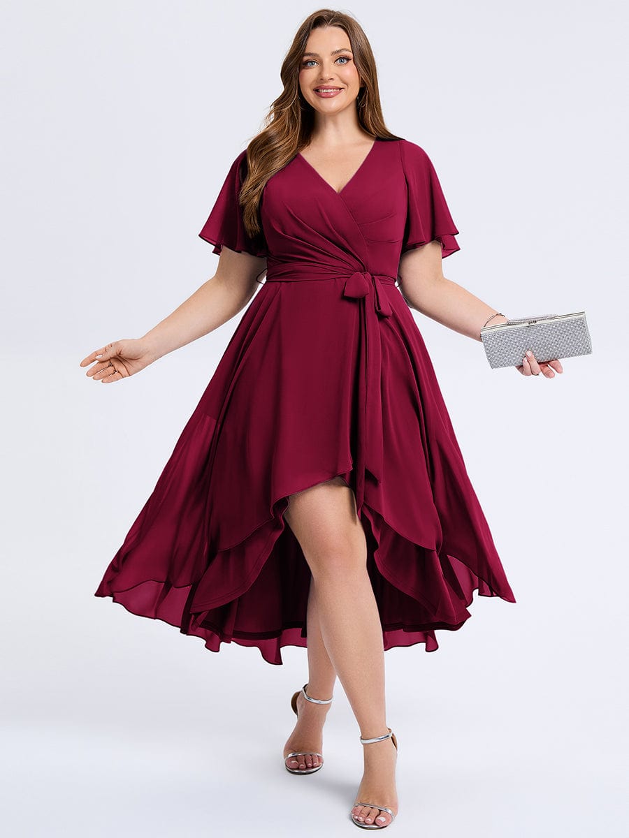 pretty MARISELLE|Plus Size Tie Knot Chiffon Wedding Guest Dress
