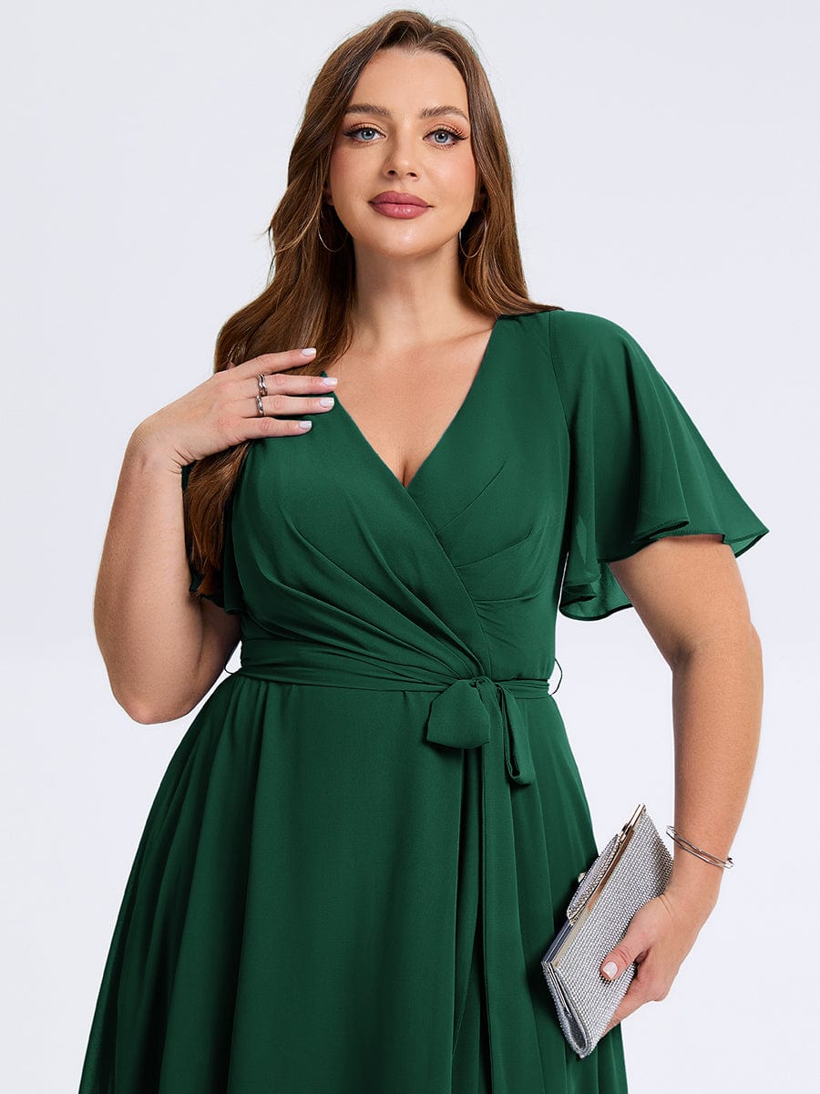 pretty MARISELLE|Plus Size Tie Knot Chiffon Wedding Guest Dress