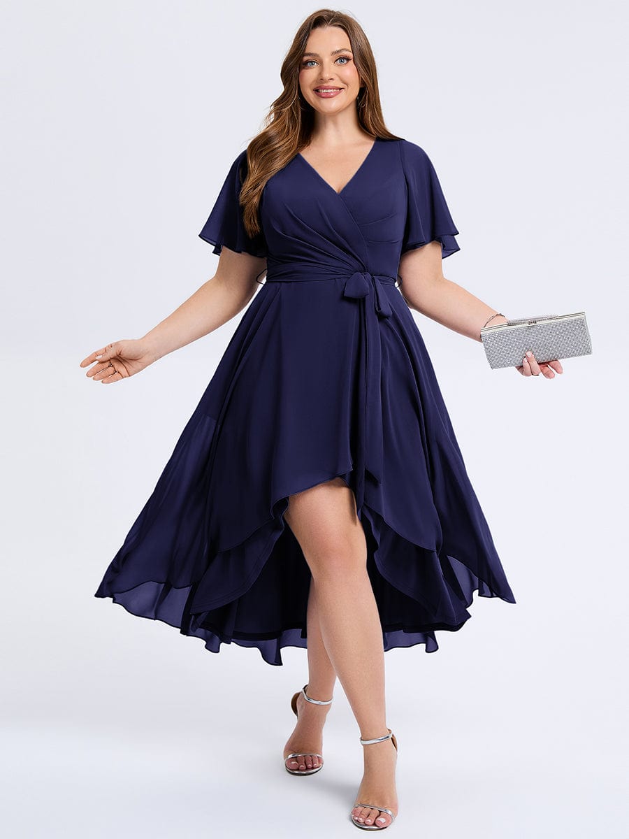 pretty MARISELLE|Plus Size Tie Knot Chiffon Wedding Guest Dress