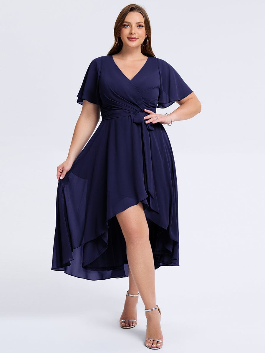 pretty MARISELLE|Plus Size Tie Knot Chiffon Wedding Guest Dress