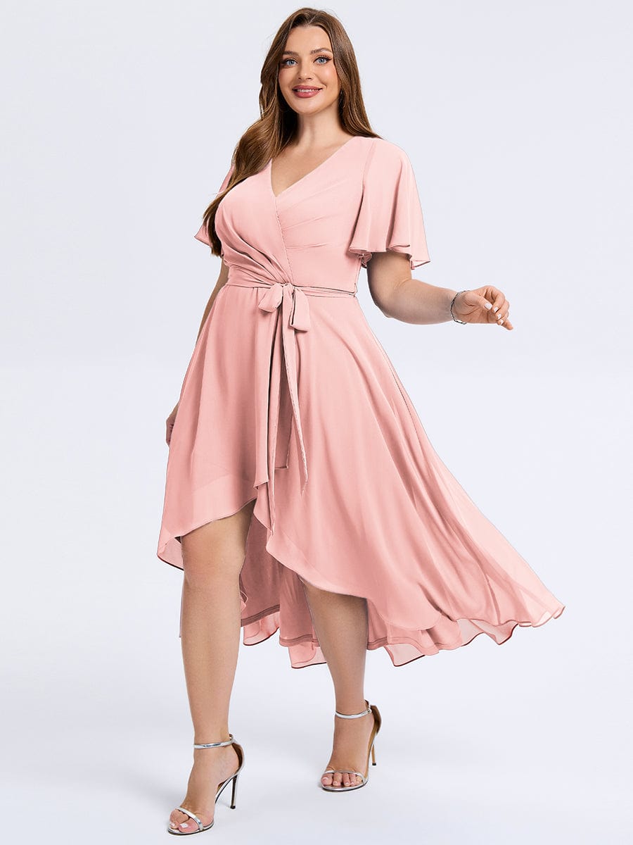 pretty MARISELLE|Plus Size Tie Knot Chiffon Wedding Guest Dress