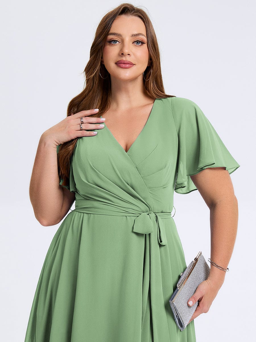 pretty MARISELLE|Plus Size Tie Knot Chiffon Wedding Guest Dress