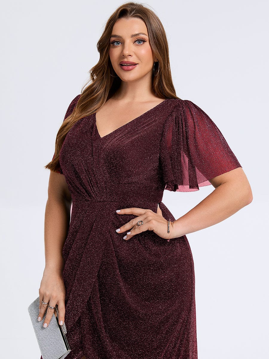 pretty NOIRA|Plus Size Slit Mesh Wedding Guest Dress