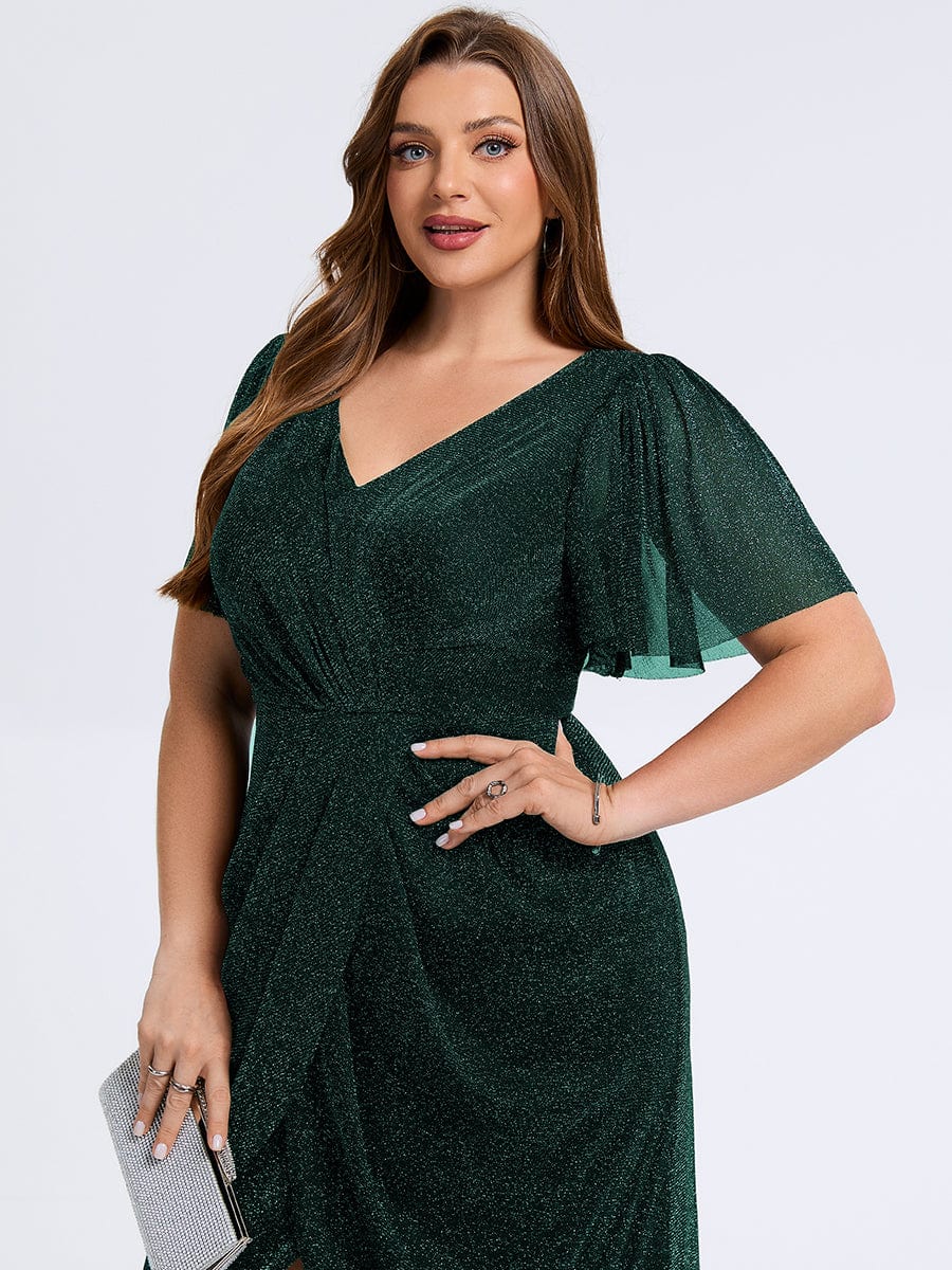 pretty NOIRA|Plus Size Slit Mesh Wedding Guest Dress