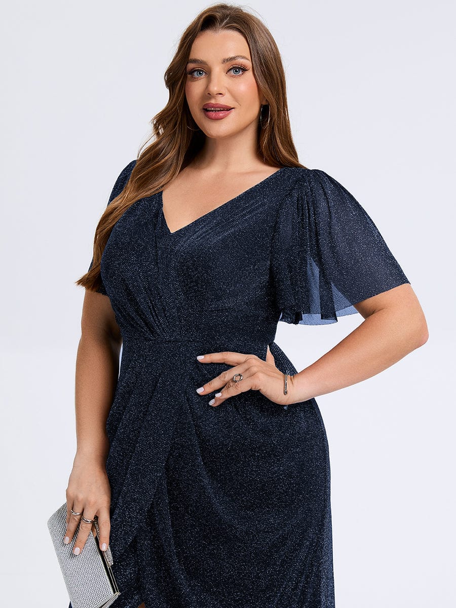 pretty NOIRA|Plus Size Slit Mesh Wedding Guest Dress