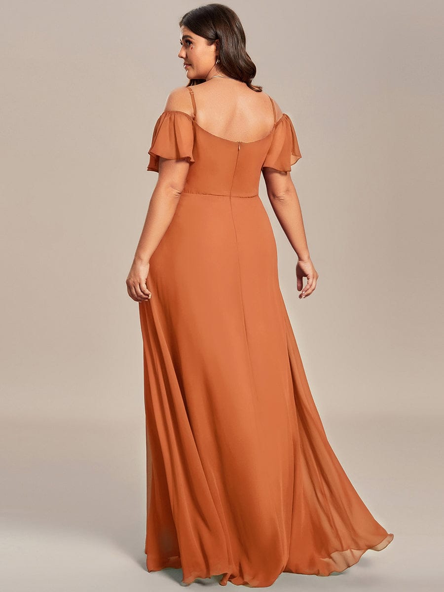 pretty REYA|Plus Size Cold Shoulder Formal Bridesmaid Dress with Side Slit