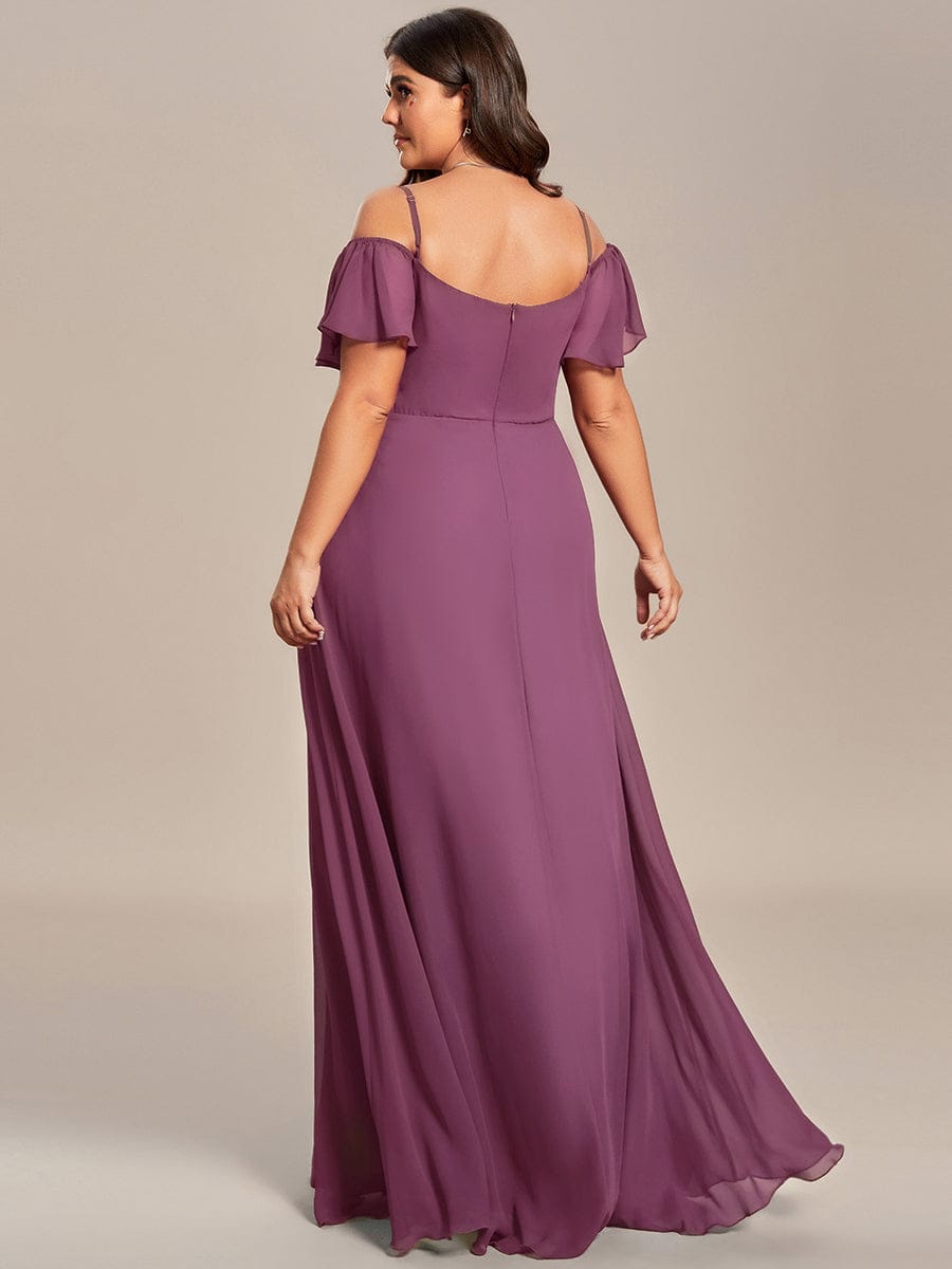 pretty REYA|Plus Size Cold Shoulder Formal Bridesmaid Dress with Side Slit