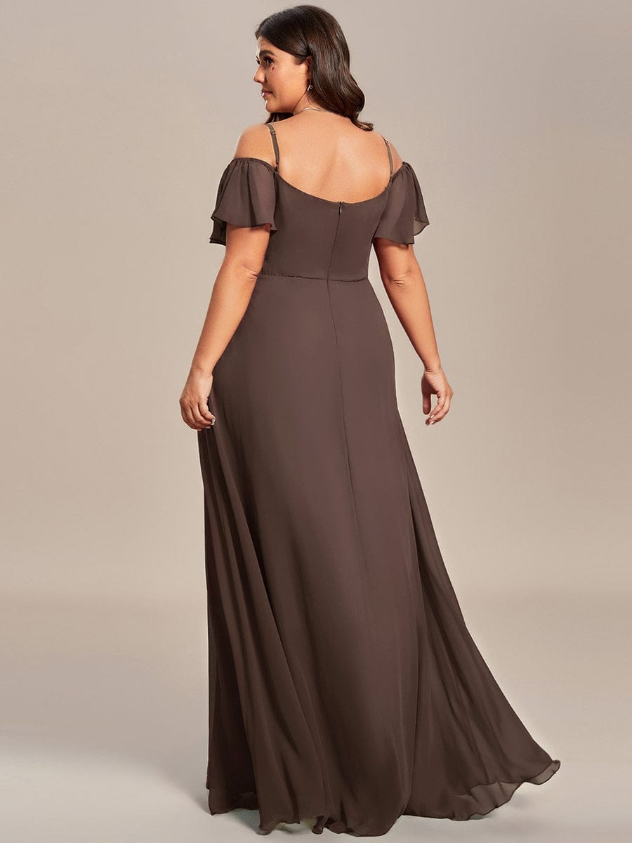 pretty REYA|Plus Size Cold Shoulder Formal Bridesmaid Dress with Side Slit