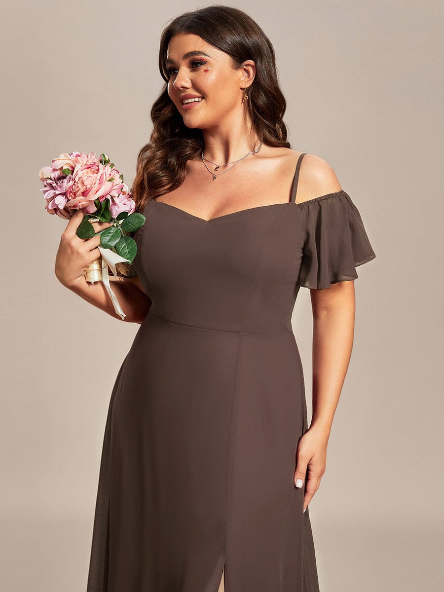 pretty REYA|Plus Size Cold Shoulder Formal Bridesmaid Dress with Side Slit