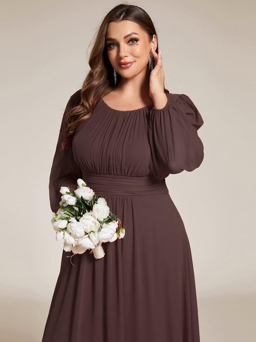 pretty CELESTE|Plus Size See-Through Puff Sleeve Chiffon Mother Dress