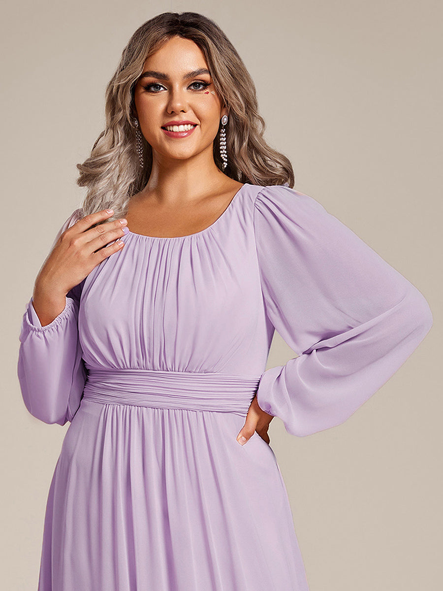 pretty CELESTE|Plus Size See-Through Puff Sleeve Chiffon Mother Dress