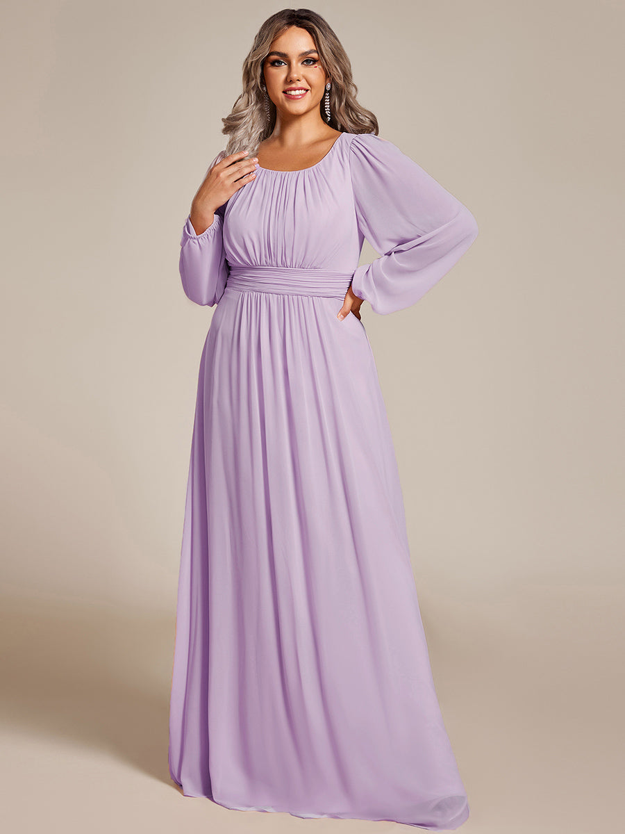 pretty CELESTE|Plus Size See-Through Puff Sleeve Chiffon Mother Dress