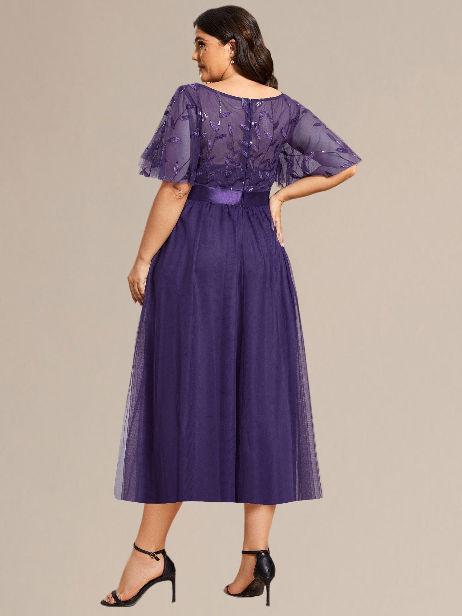 pretty TAYLOR|Plus Size Sequin Leaf Wedding Guest Dress