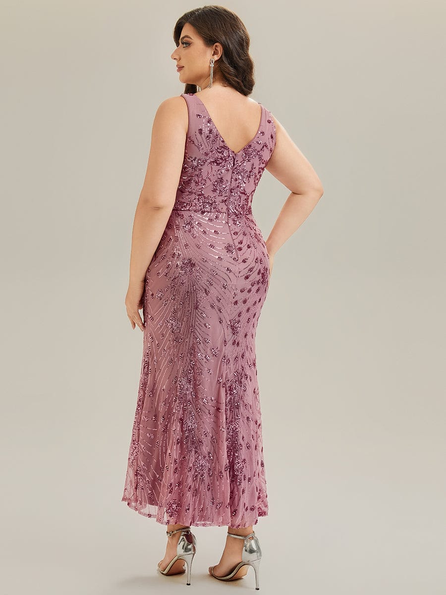 pretty JUNIPER| Plus Size Knotted Sequin Formal Evening Dress