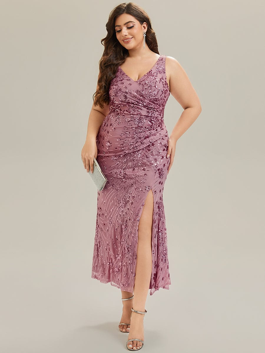 pretty JUNIPER| Plus Size Knotted Sequin Formal Evening Dress