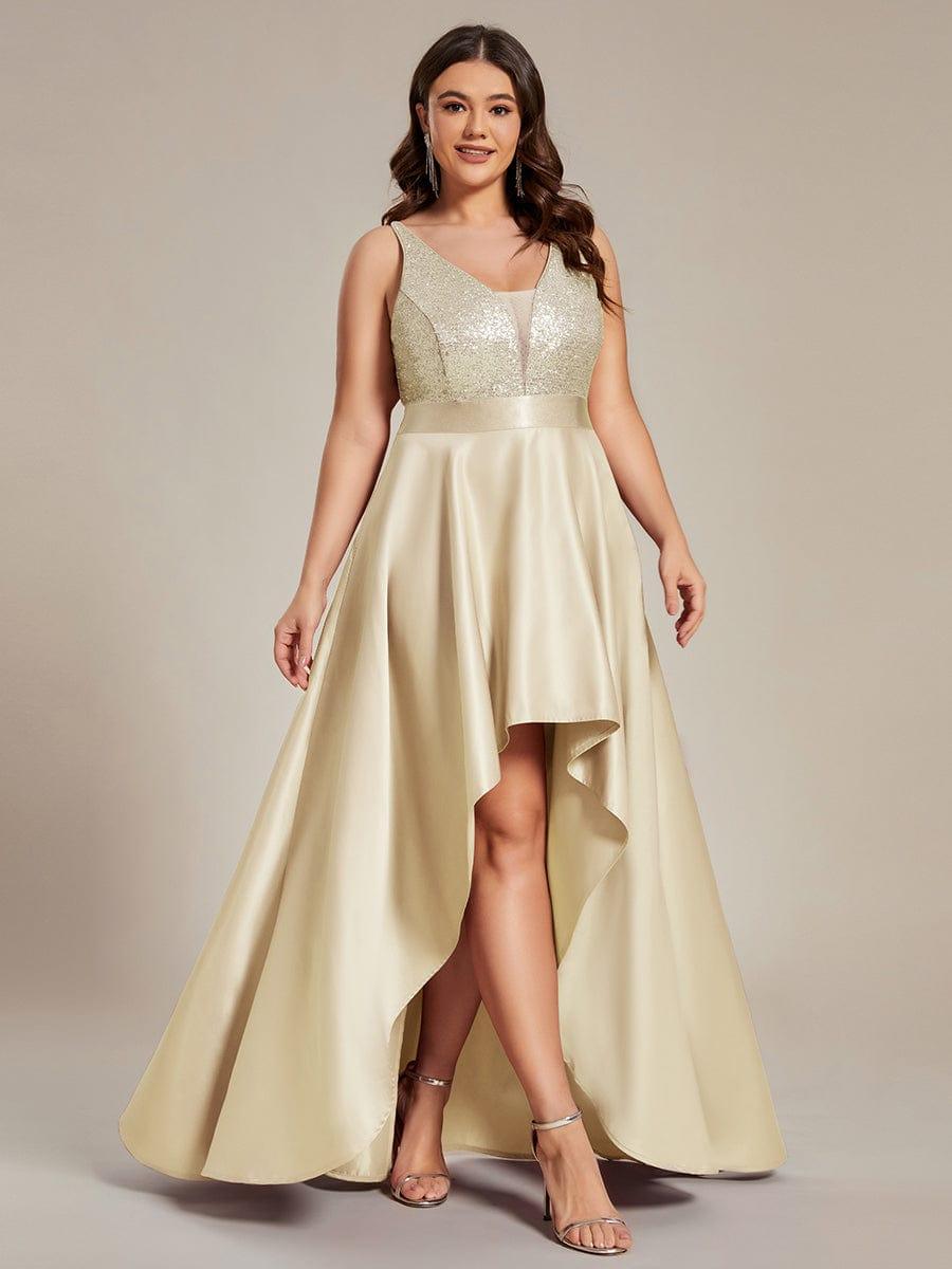 pretty ALYNA|High Low Sleeveless Plus Size Dresses With Sequin for Evening