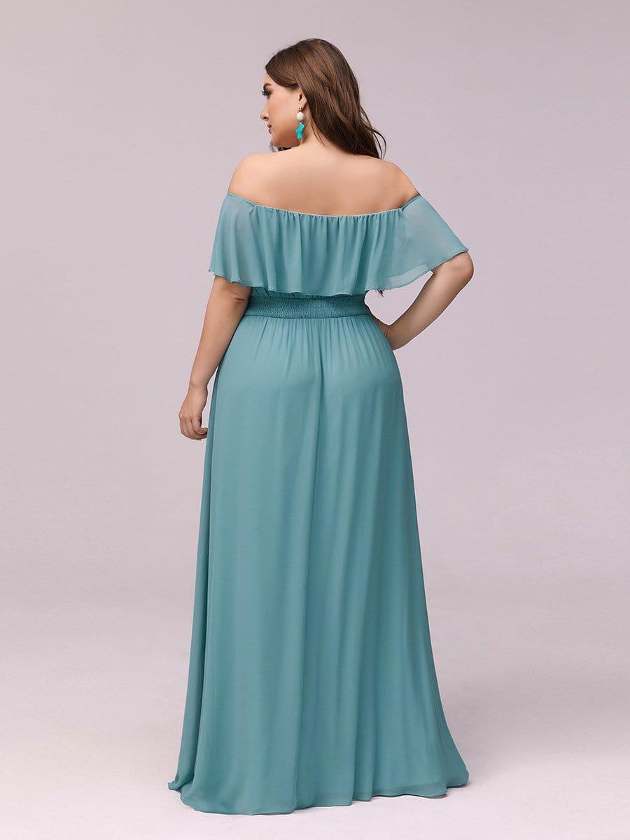 Women's Off Shoulder Ruffle Thigh Slit Bridesmaid Dresses