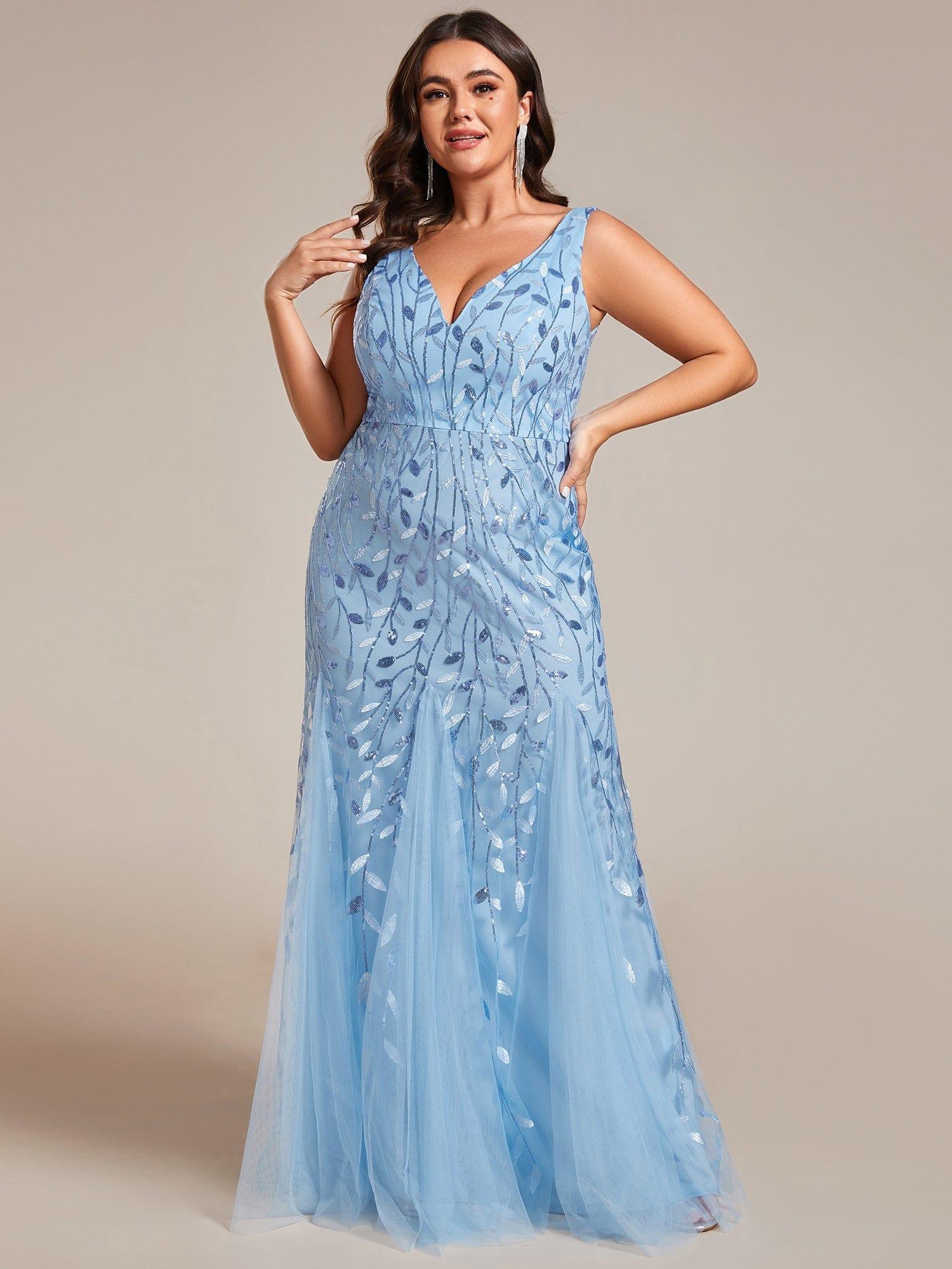 pretty ORIEL|Plus Size Maxi Sequin Formal Dresses & Gowns