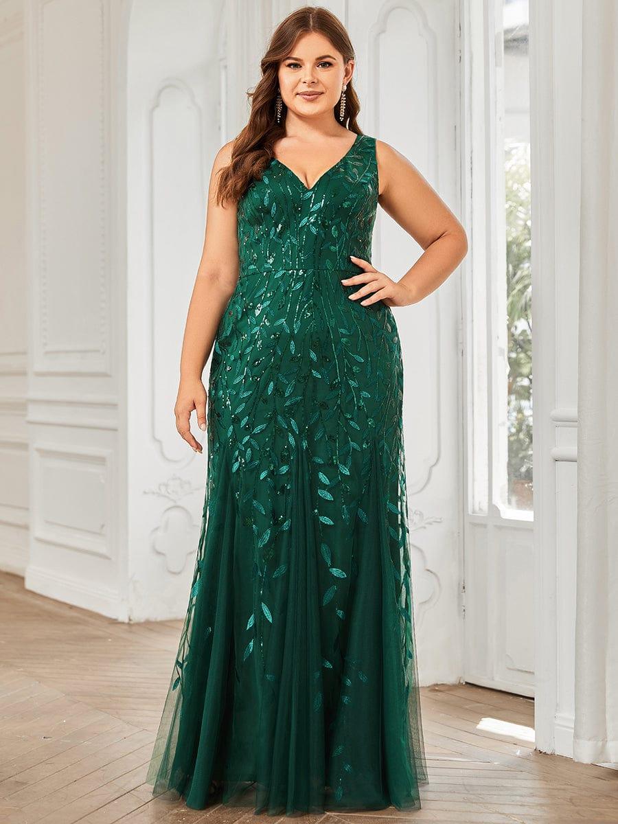 pretty ORIEL|Plus Size Maxi Sequin Formal Dresses & Gowns