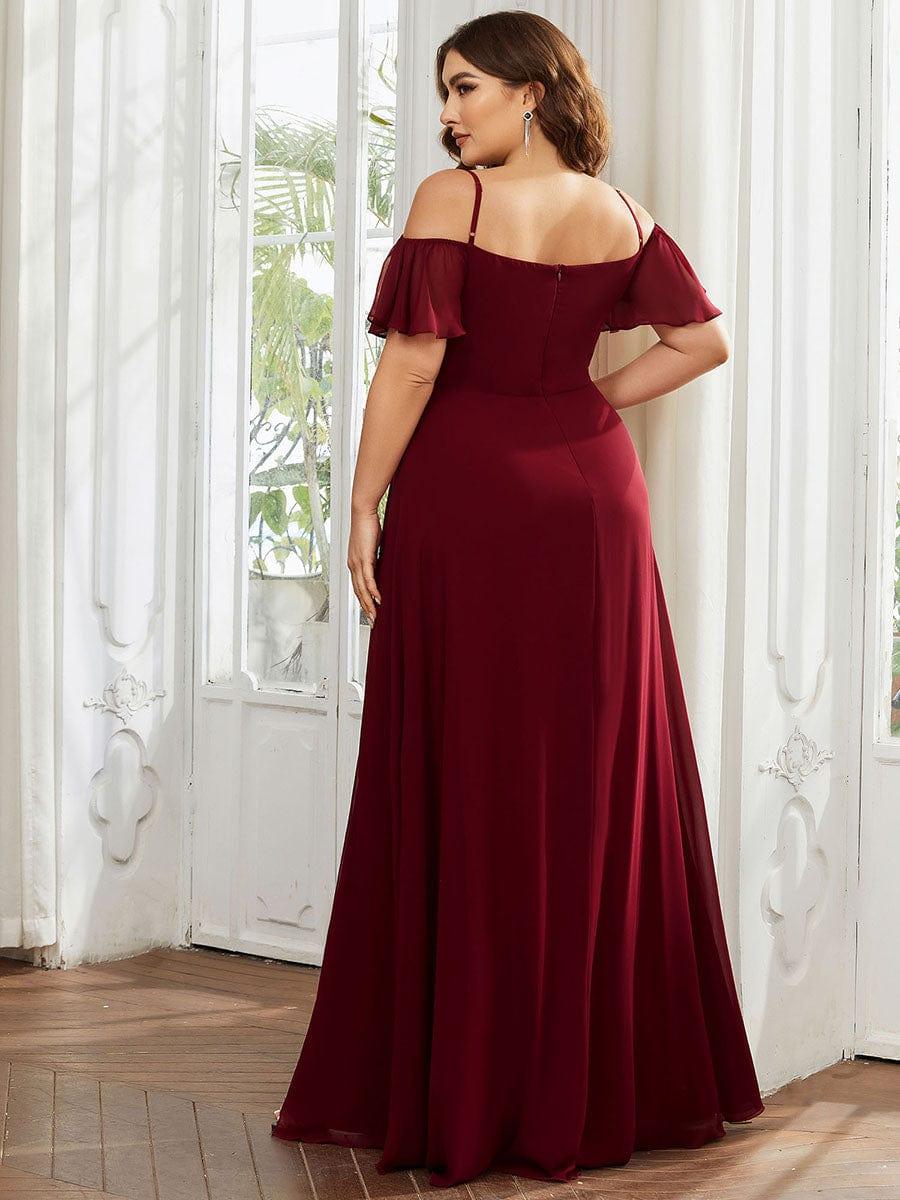 pretty REYA|Plus Size Cold Shoulder Formal Bridesmaid Dress with Side Slit