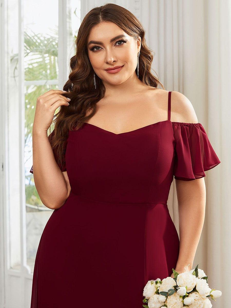 pretty REYA|Plus Size Cold Shoulder Formal Bridesmaid Dress with Side Slit