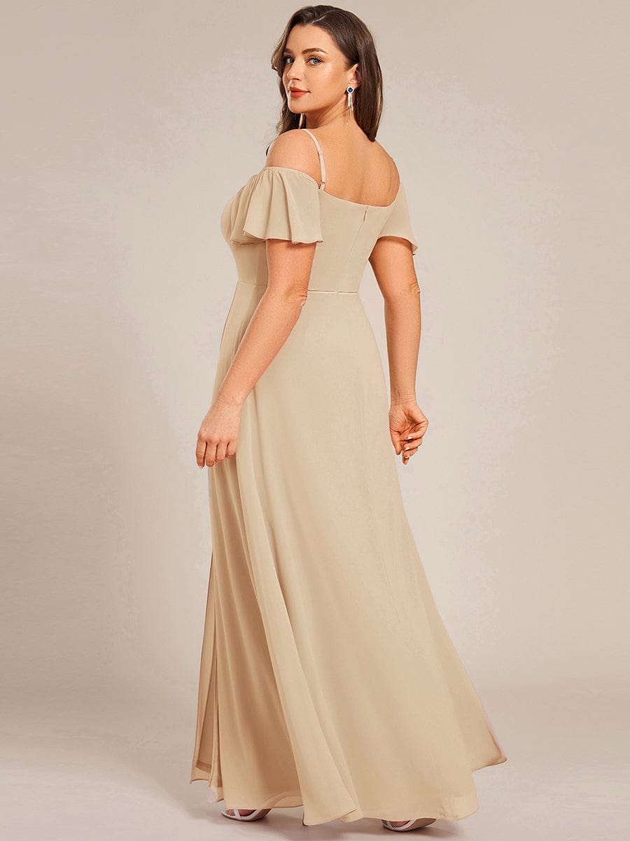 pretty REYA|Plus Size Cold Shoulder Formal Bridesmaid Dress with Side Slit