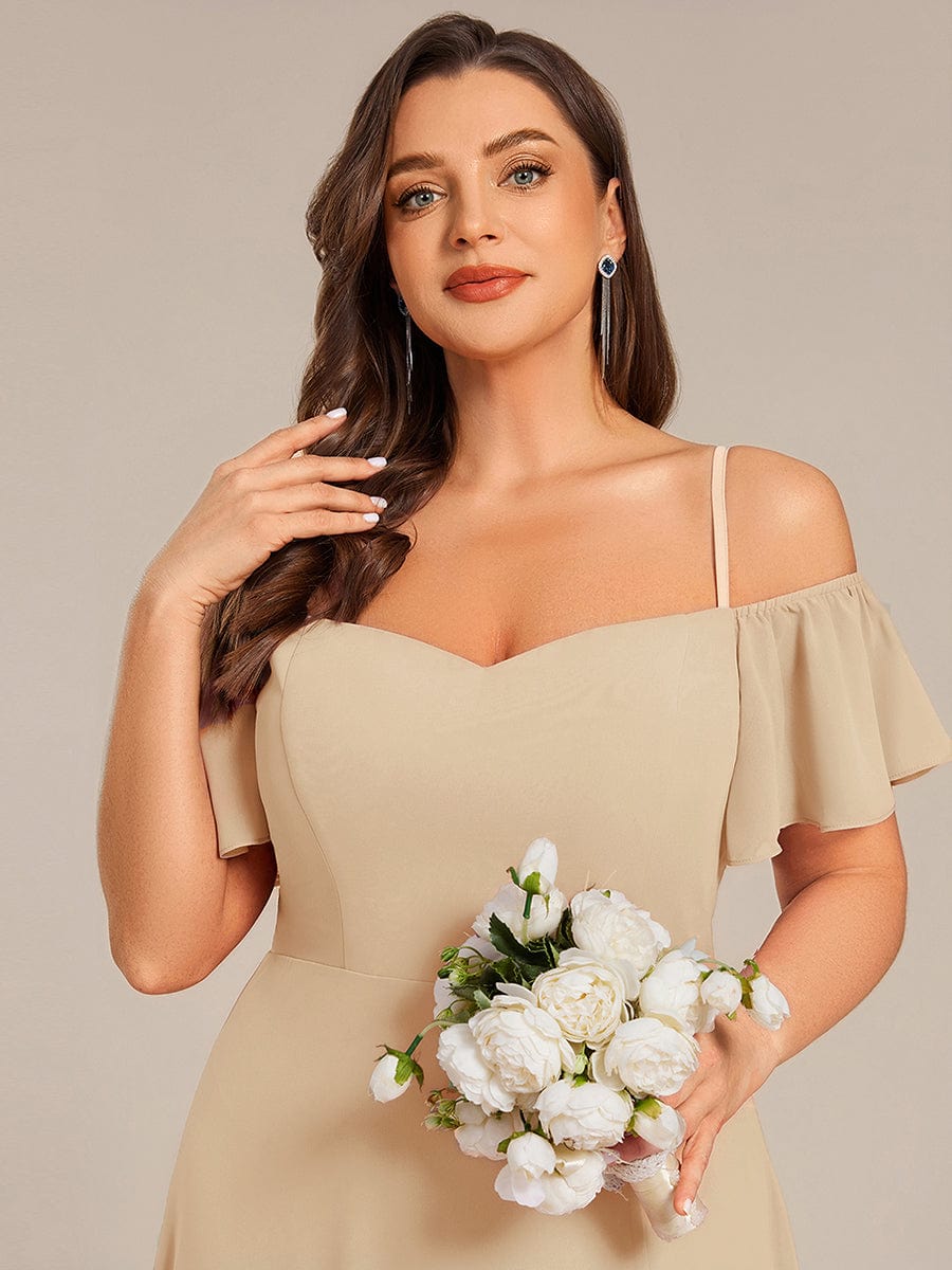pretty REYA|Plus Size Cold Shoulder Formal Bridesmaid Dress with Side Slit