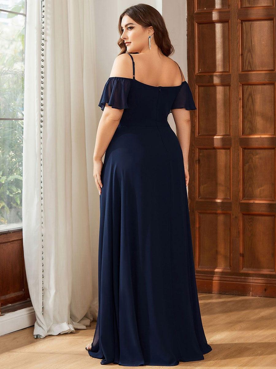 pretty REYA|Plus Size Cold Shoulder Formal Bridesmaid Dress with Side Slit