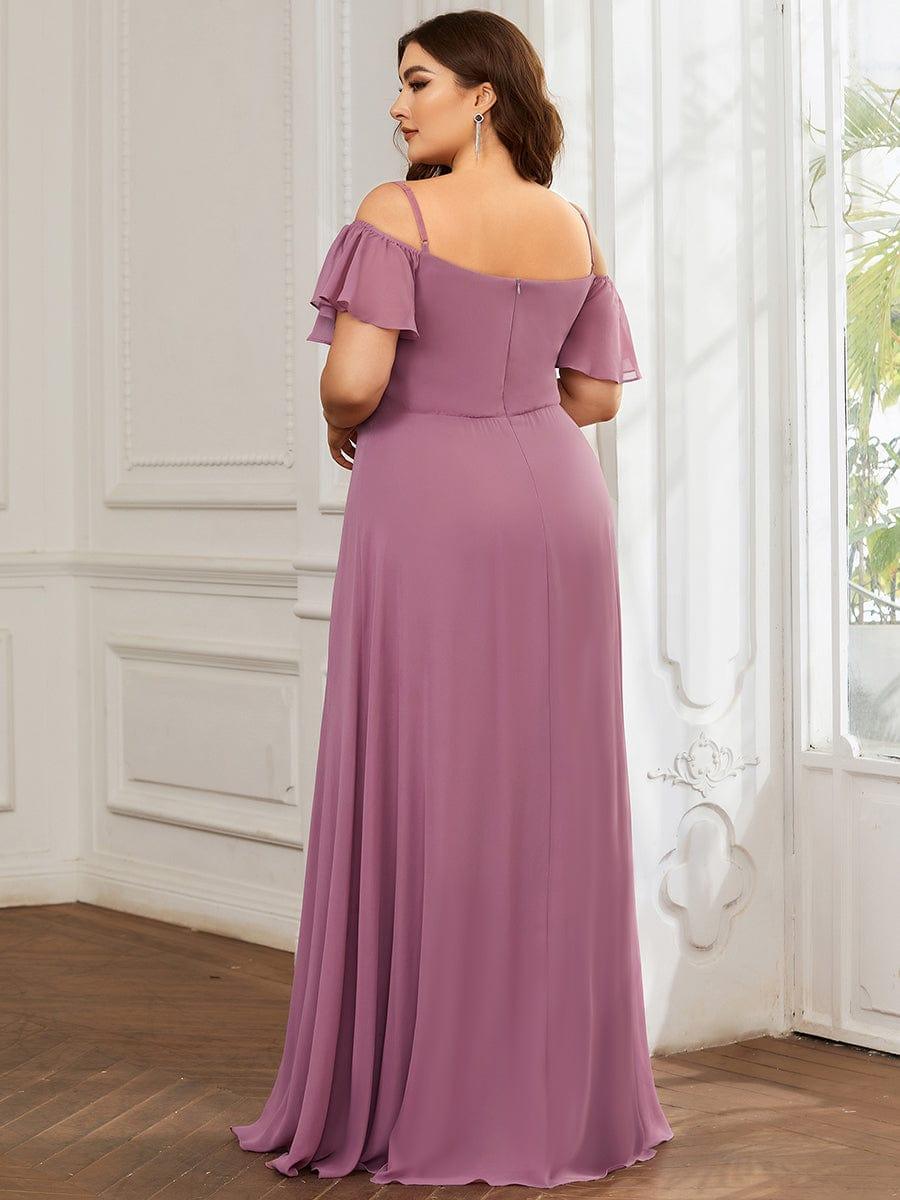 pretty REYA|Plus Size Cold Shoulder Formal Bridesmaid Dress with Side Slit