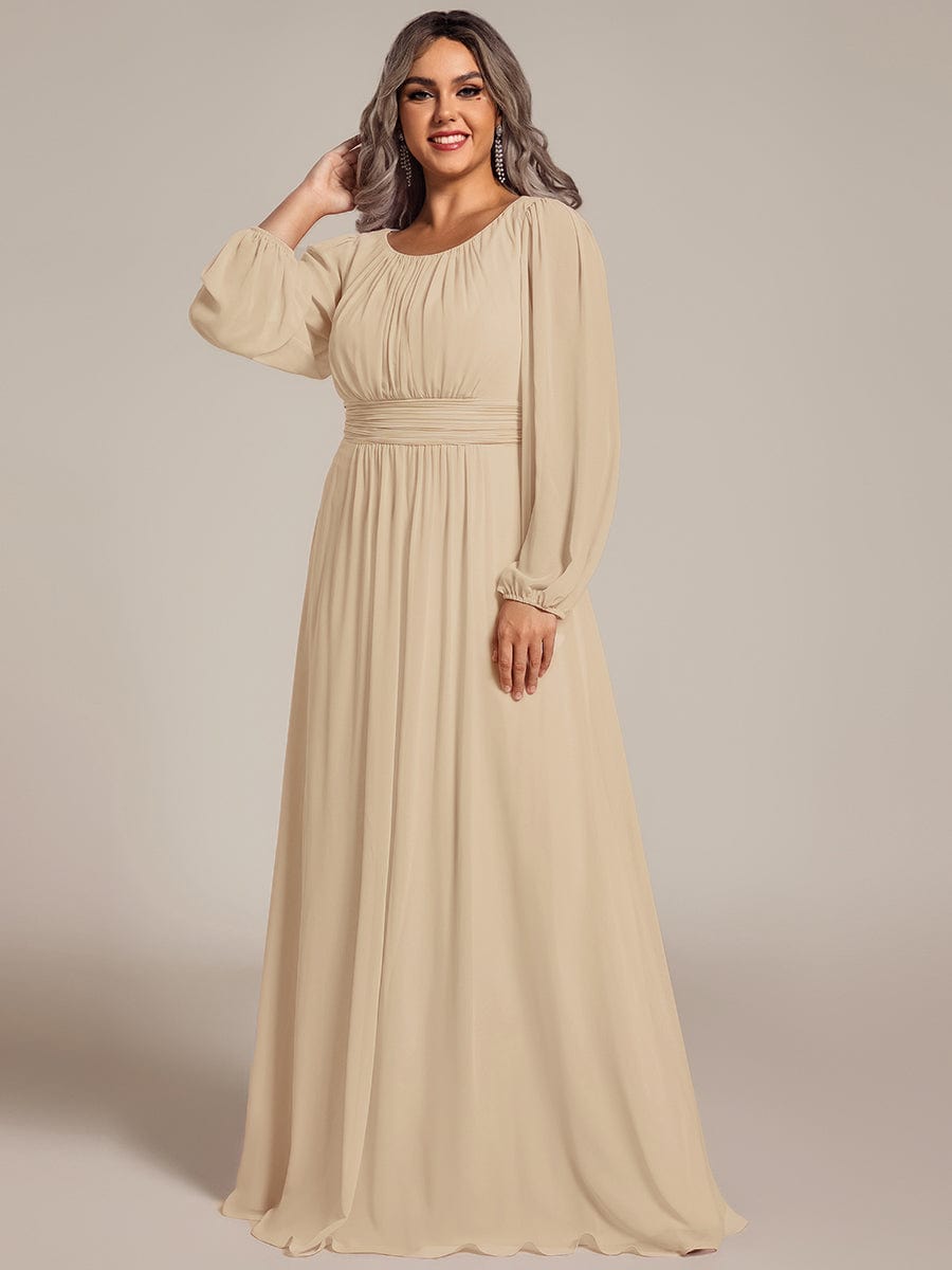 pretty CELESTE|Plus Size See-Through Puff Sleeve Chiffon Mother Dress