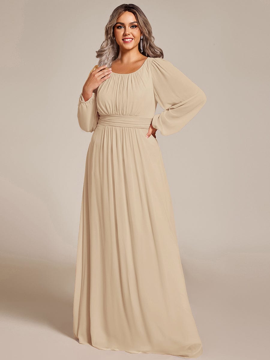 pretty CELESTE|Plus Size See-Through Puff Sleeve Chiffon Mother Dress