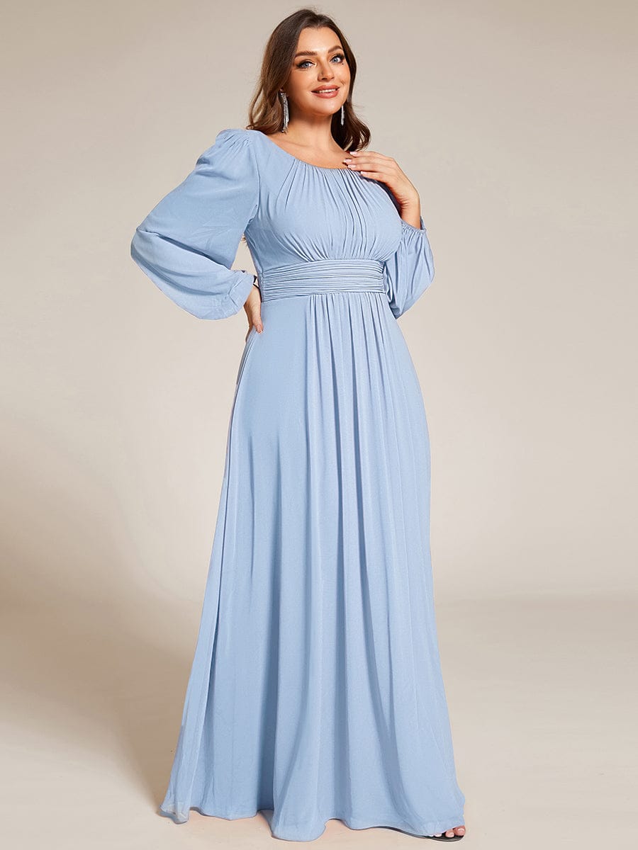pretty CELESTE|Plus Size See-Through Puff Sleeve Chiffon Mother Dress