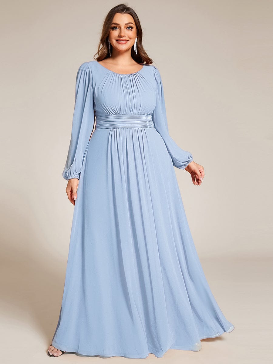 pretty CELESTE|Plus Size See-Through Puff Sleeve Chiffon Mother Dress