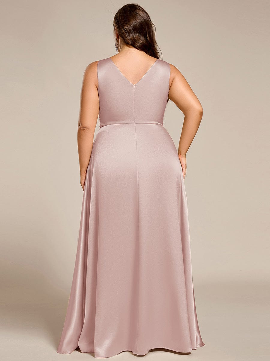 pretty INDY|Plus Size Satin Maxi Formal Dress with Pockets