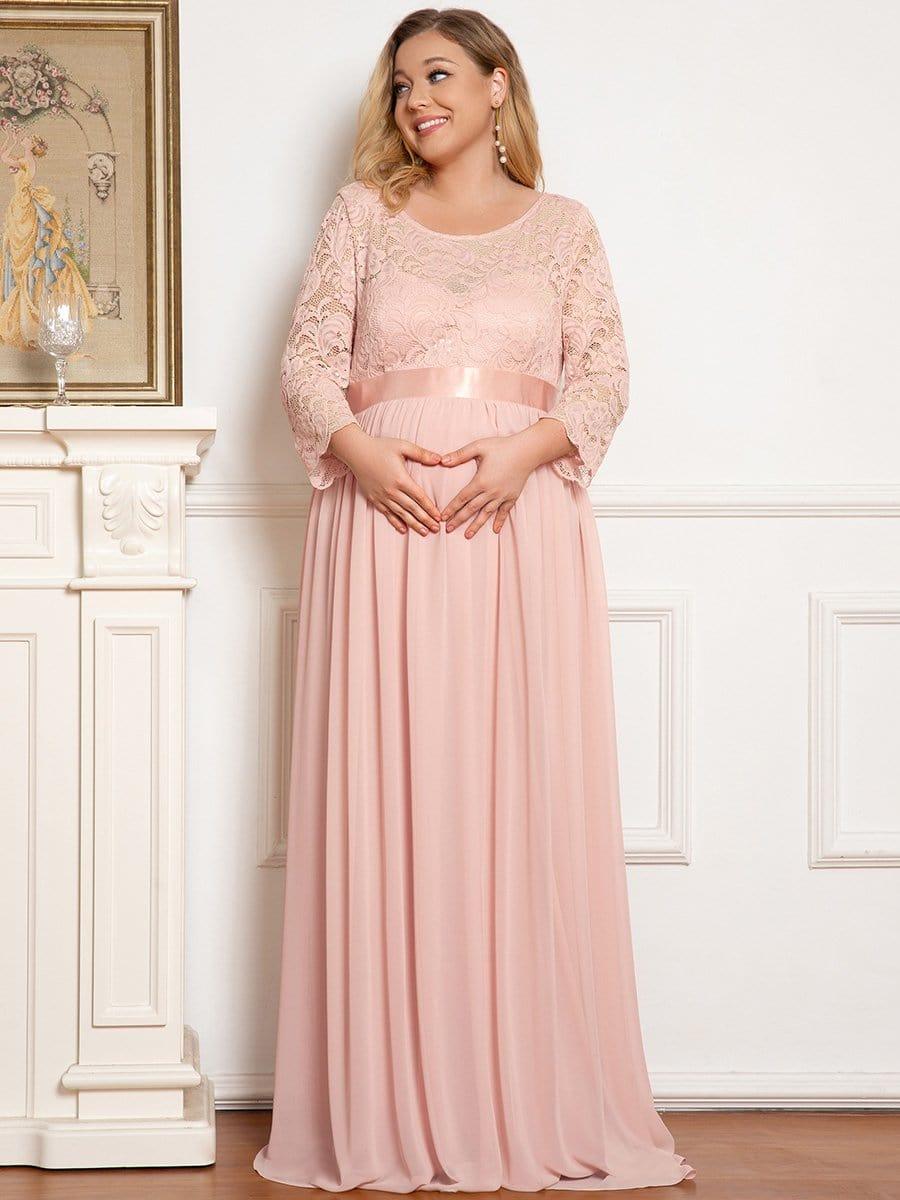 pretty KALANI|Plus Size Long Lace Sleeve Maternity Formal Dresses